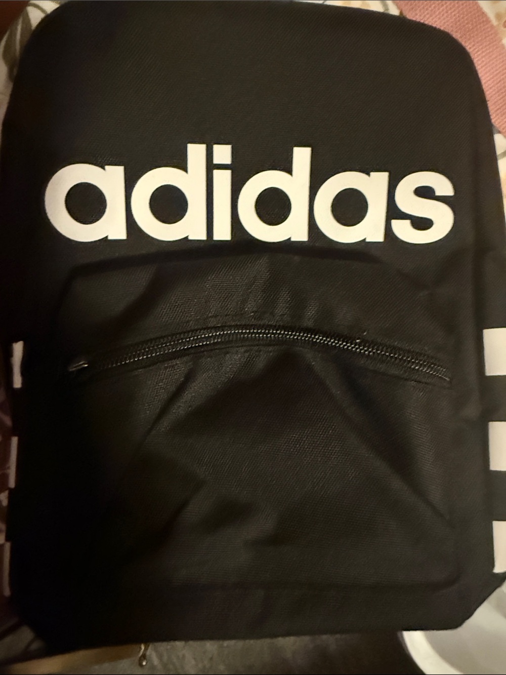 adidas Black  with White Logo and Stripes lunch bag